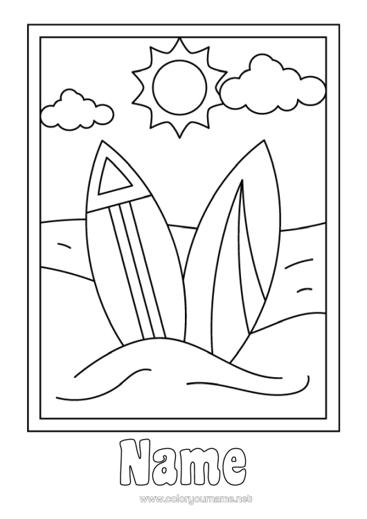 Colouring page to print Sport Summer Sea Easy Colouring Pages Surfing Water Sports