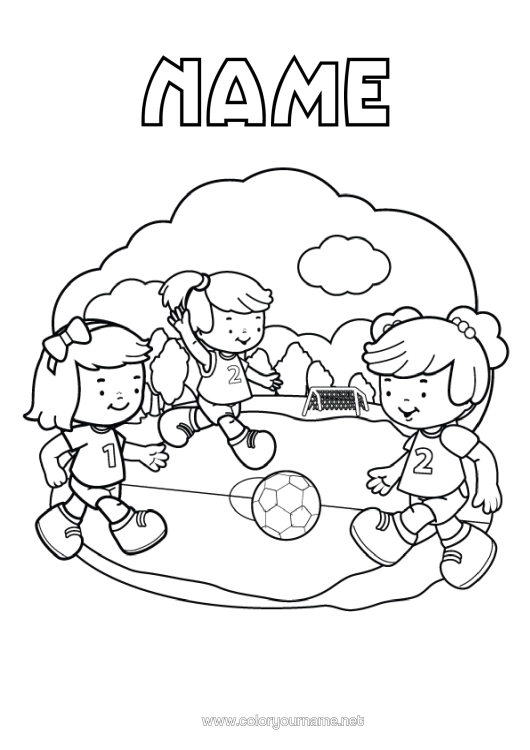 Colouring page to print Football Sport Girl Team Sports Women's Football Footballer