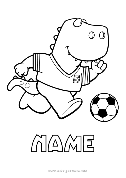 Colouring page to print Football Sport Dinosaurs Dragon Animal Easy Colouring Pages Dragons, Unicorns, And Fantastical Creatures Team Sports