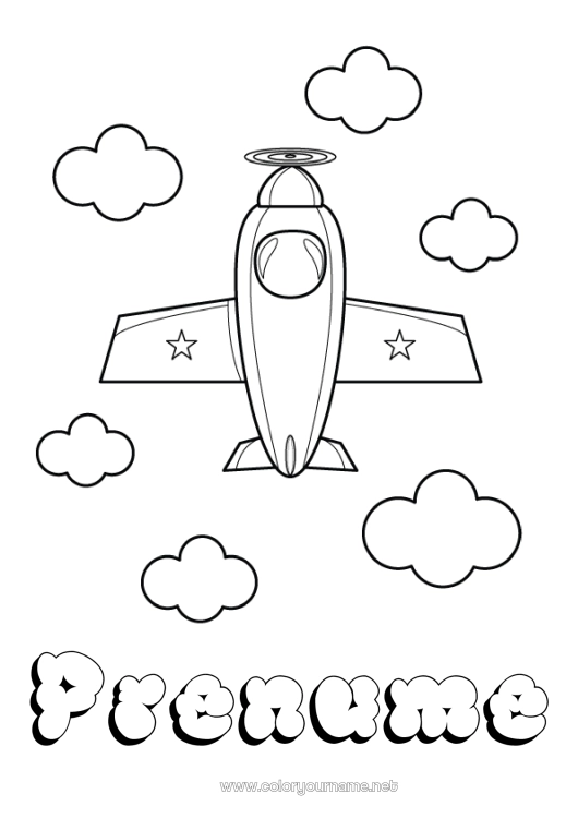 Pagină de colorat de imprimat Avion Vehicule Desene de colorat ușoare Vehicule aeriene