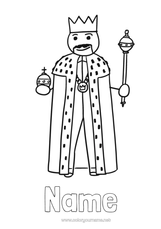 Colouring page to print Crown Easy Colouring Pages King