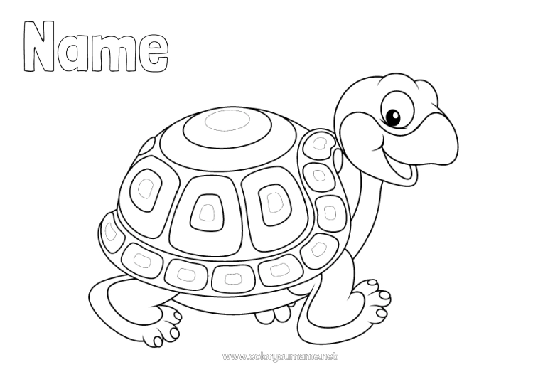 Colouring page to print Cute Tortoise Animal Reptiles Tortoise
