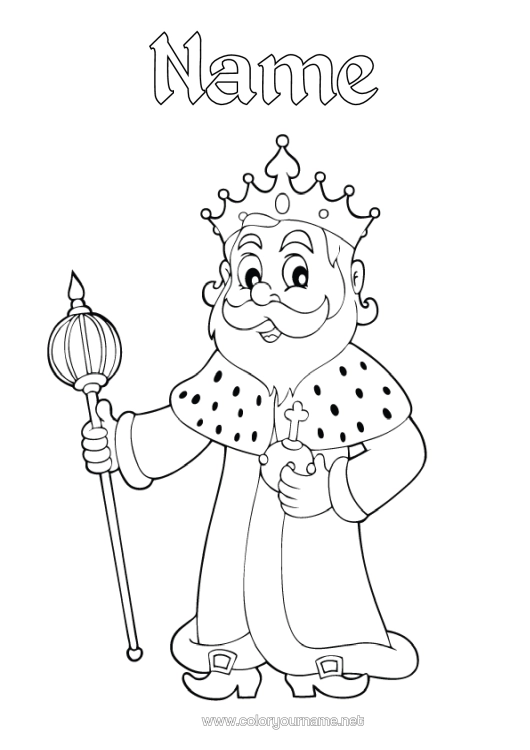 Colouring page to print Crown Intermediate Colouring Sheets King