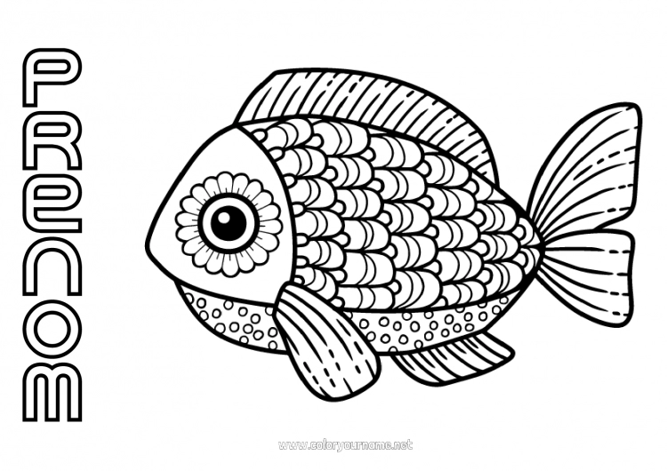 Coloriage à imprimer Mandala Poisson Poisson d'avril Animaux marins ou aquatique