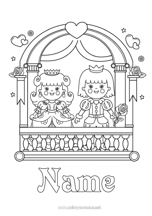 Coloring page to print Castle Princess Fairy tale King