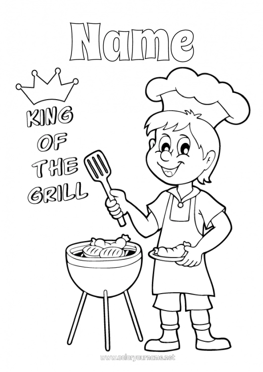 Coloring page to print Dad Grandpa Summer Champion Barbecue