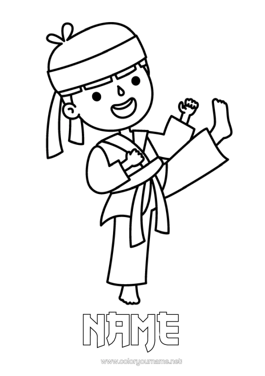 Colouring page to print Sport Kimono Combat Sports Karate