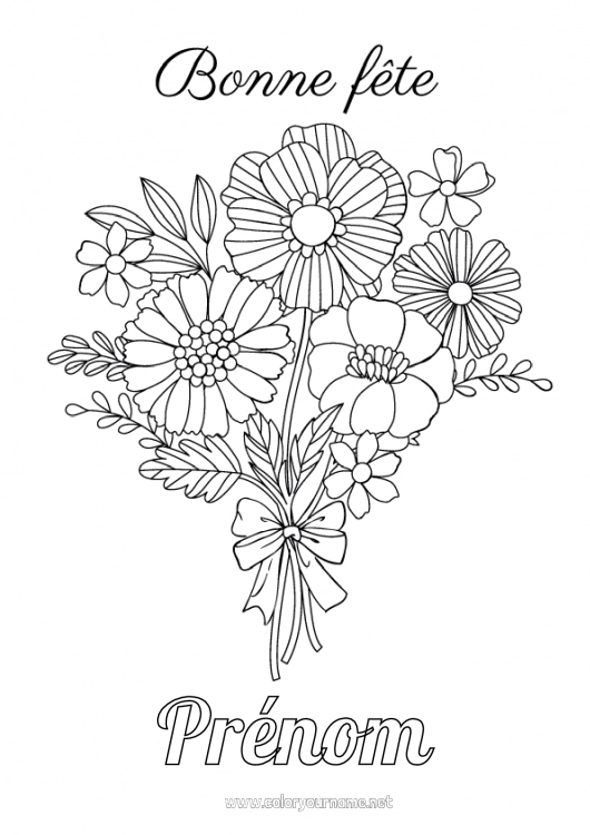 Coloriage à imprimer Fleurs Bonne fête