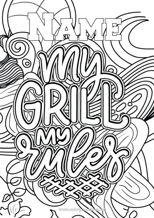 Colouring page to print Mandala Complex Colouring Pages Barbecue