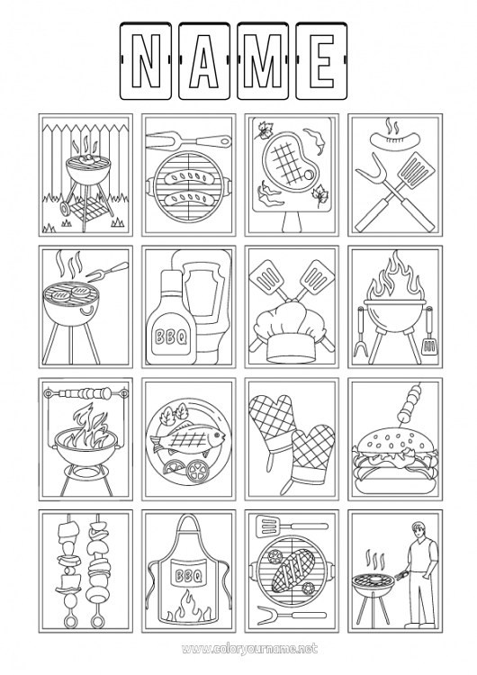 Coloring page to print Food Children's activities Barbecue