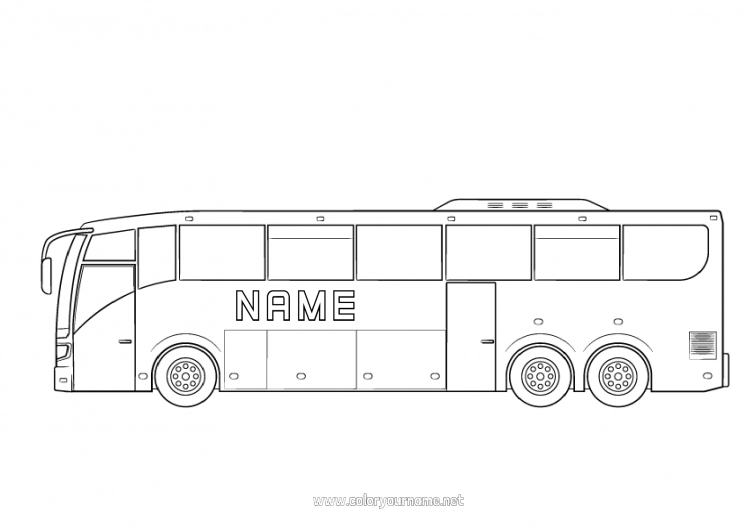 Coloring page to print Vehicles Bus, coach Intermediate coloring pages Ground public transport Transportation Professions Back to School