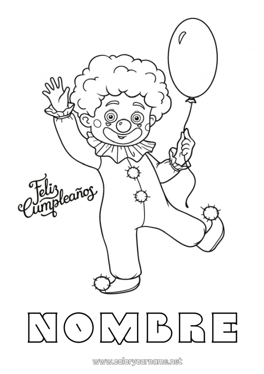 Dibujo para colorear para imprimir Cumpleaños Clown Dibujos fáciles para colorear Mensaje de feliz cumpleaños (inglés) Circo