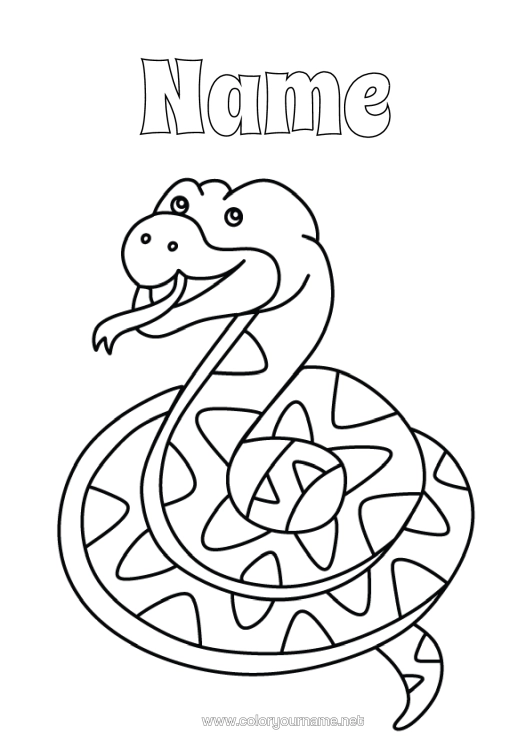 Colouring page to print Animal Snake Easy Colouring Pages Reptiles