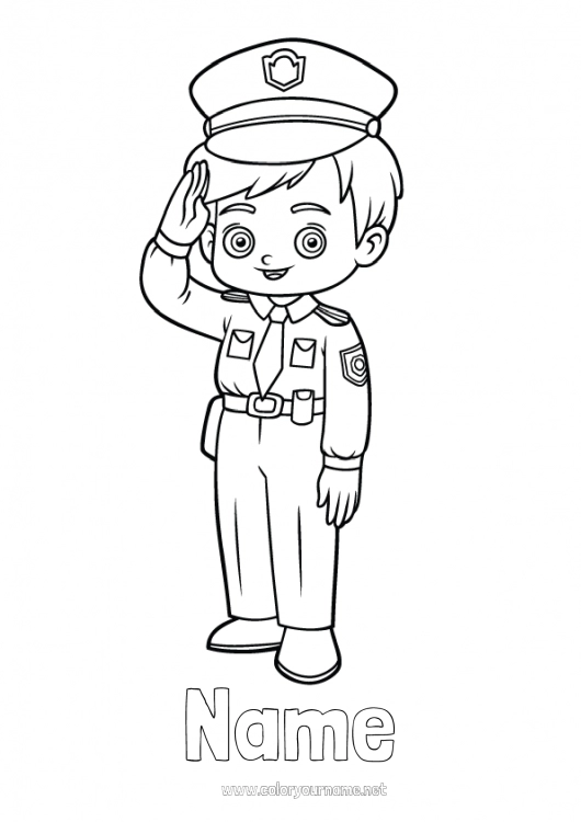 Coloring page to print Police Intermediate coloring pages Job Policeman Security Professions