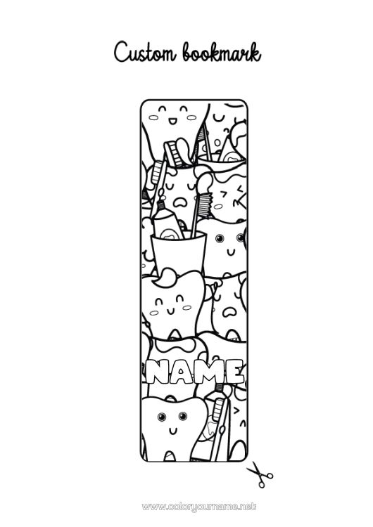 Colouring page to print Children's Activities Milk Tooth Bookmark Complex Colouring Pages