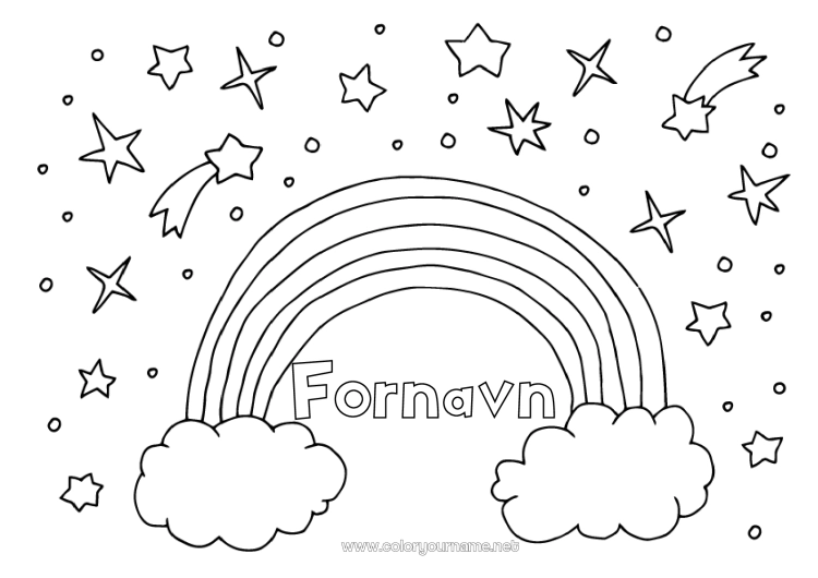 Fargeleggingssiden til utskrift Regnbue Stjerner Doodle Enkle fargelegginger