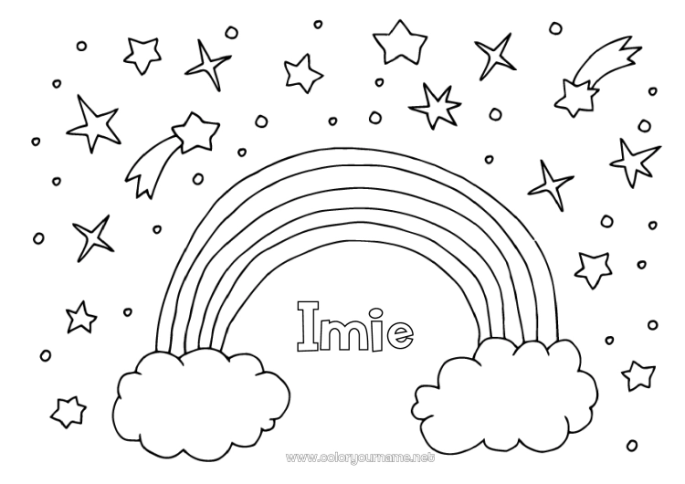 Kolorowanka do wydruku Tęcza Gwiazdy Doodle Łatwe kolorowanki