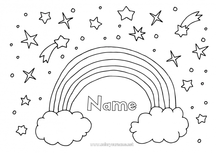 Coloring page to print Rainbow Stars Doodle Easy coloring pages