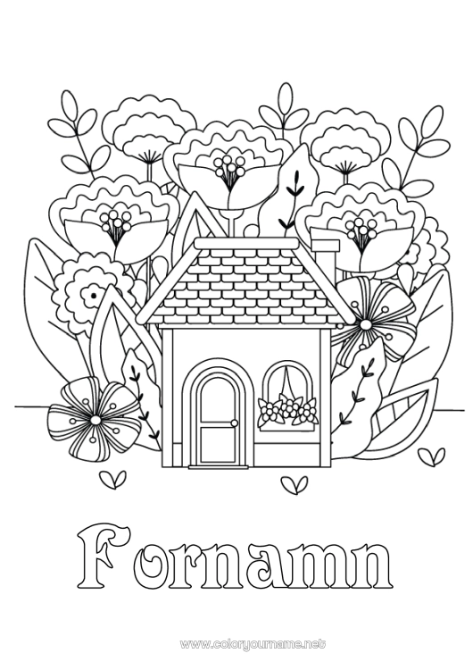 Färgläggningssida att skriva ut Blommor Vår Hem Mellannivå färgläggningar