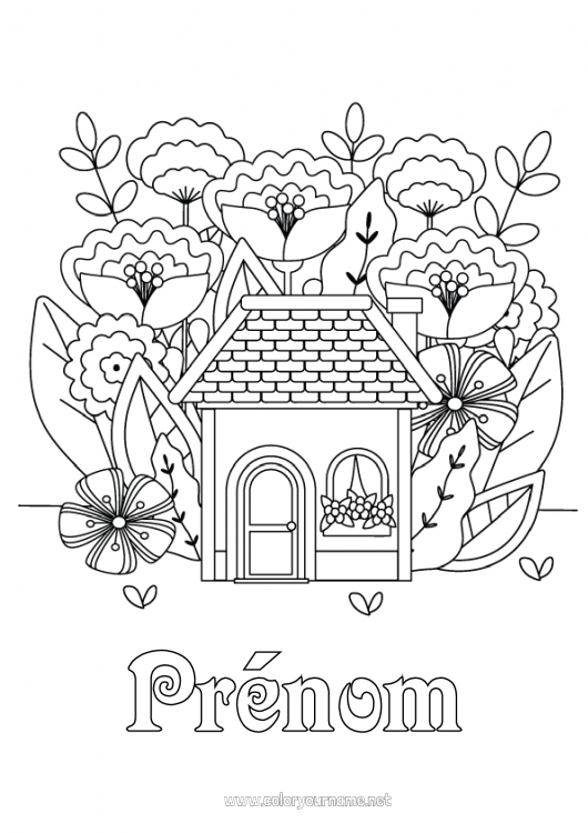 Coloriage à imprimer Fleurs Printemps Maison Coloriages intermédiaires