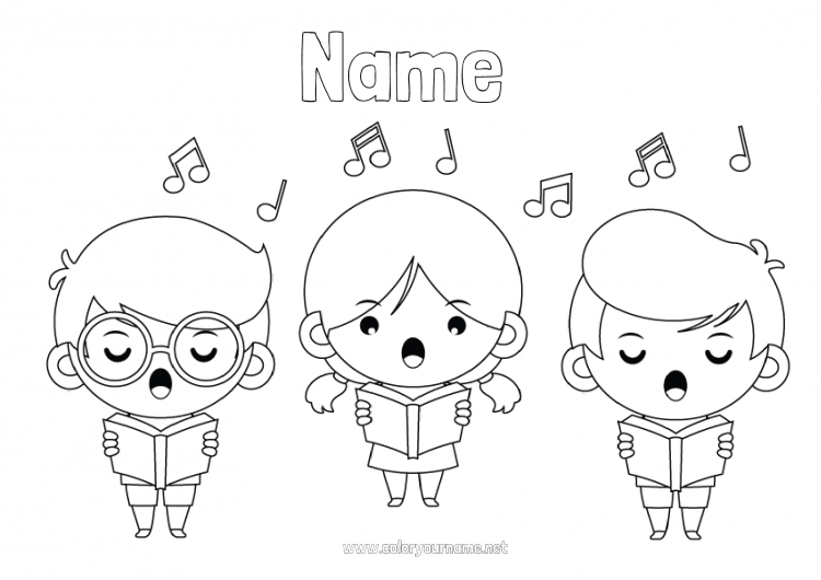 Coloring page to print Girl Boy Child Music School Intermediate coloring pages World Music Day Musician Artistic Professions