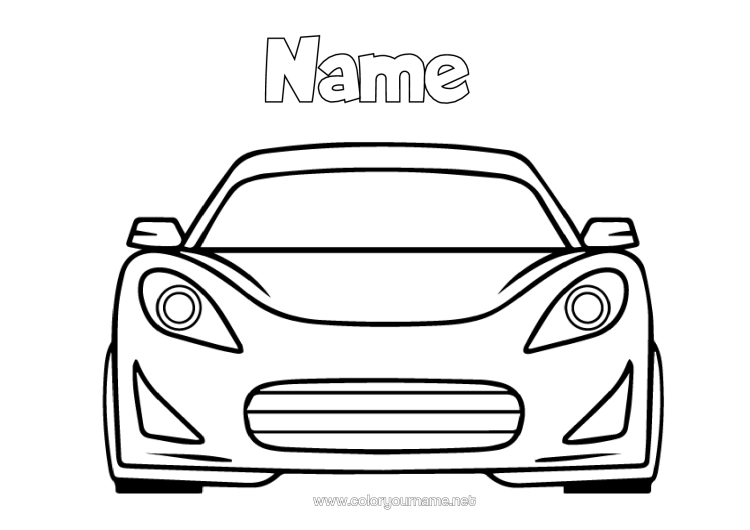 Colouring page to print Vehicles Car Racing Car Easy Colouring Pages Cars, Vans And Motorhomes Race Cars And Circuits Cartoon Cartoon Character Vehicles