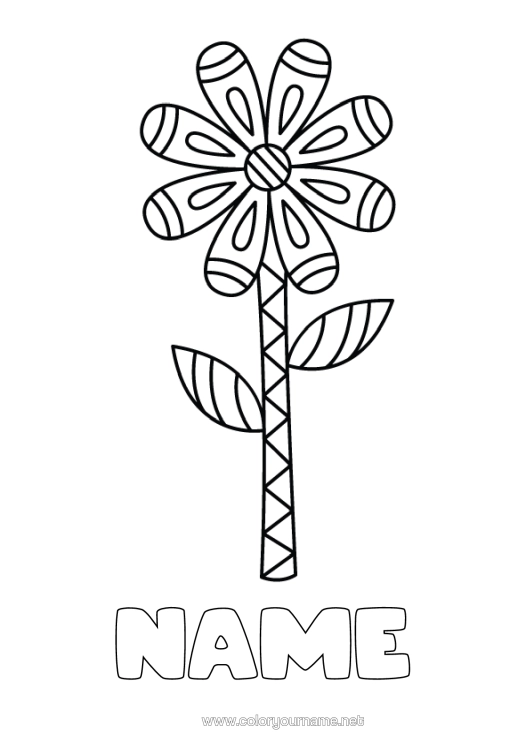Colouring page to print Flowers Easy Colouring Pages