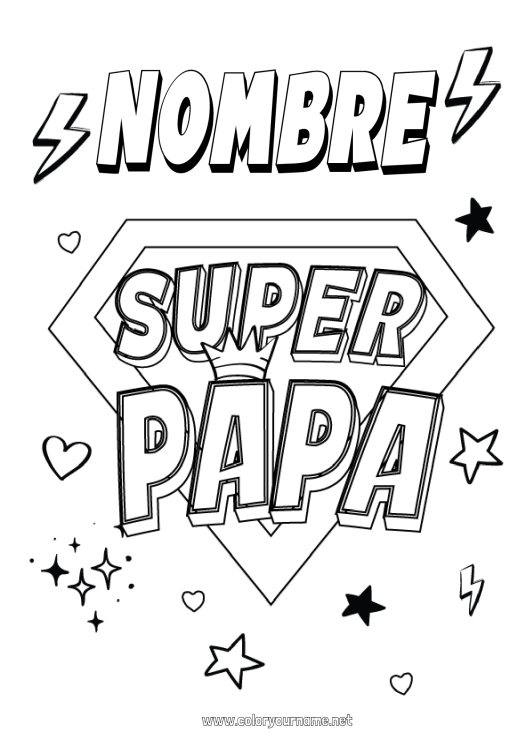 Dibujo para colorear para imprimir Papá Héroe Dibujos fáciles para colorear Insignia Super