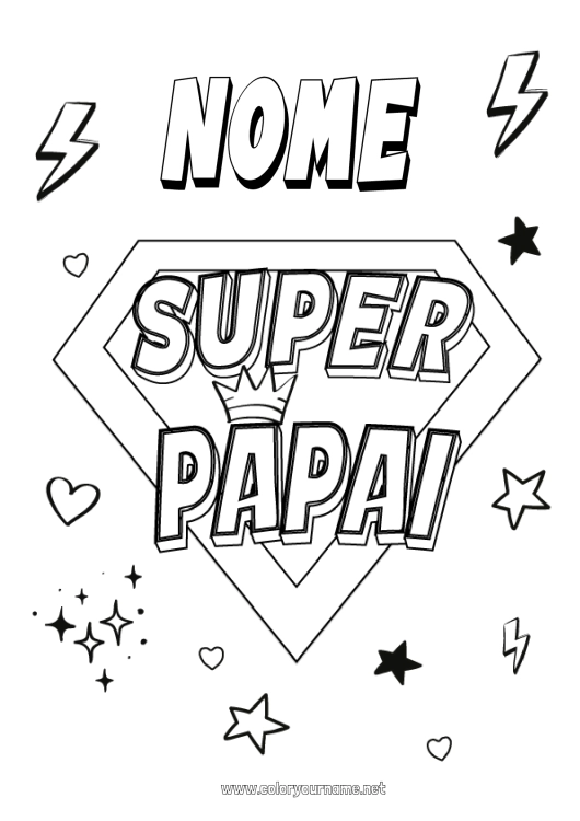 Página de desenho para imprimir Papai Herói Desenhos para colorir fáceis Emblema super