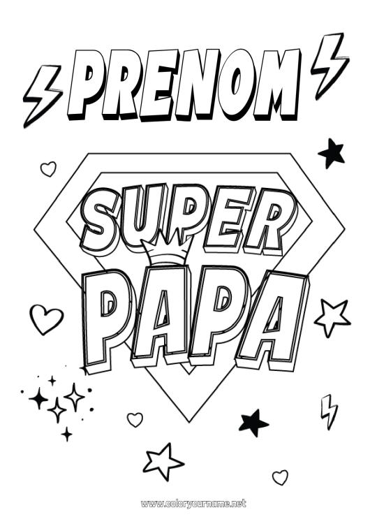 Coloriage à imprimer Papa Héros Coloriages faciles Badge super