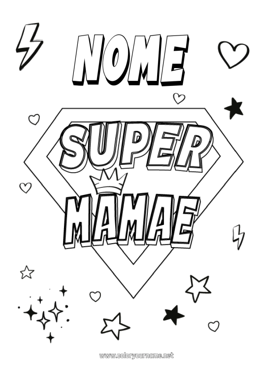 Página de desenho para imprimir Mamãe Herói Desenhos para colorir fáceis Emblema super