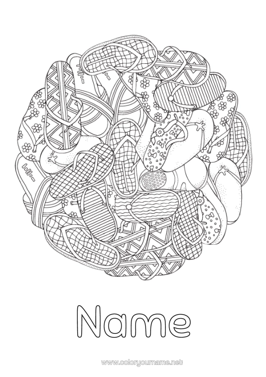 Colouring page to print Summer Tongue Shoe