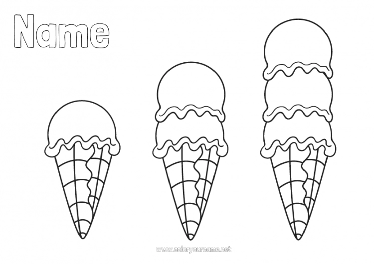 Coloring page to print Summer Food Children's activities Treats Ice cream Easy coloring pages