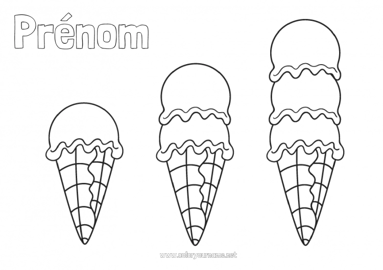 Coloriage à imprimer Été Nourriture Activités enfants Gourmandises, sucreries Glace Coloriages faciles