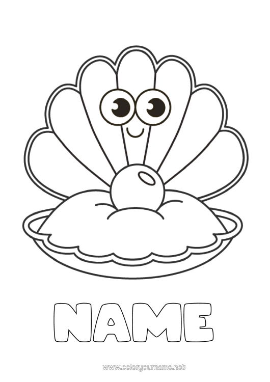 Colouring page to print Cute Cute Summer Sea Animal Easy Colouring Pages Marine Or Aquatic Animals