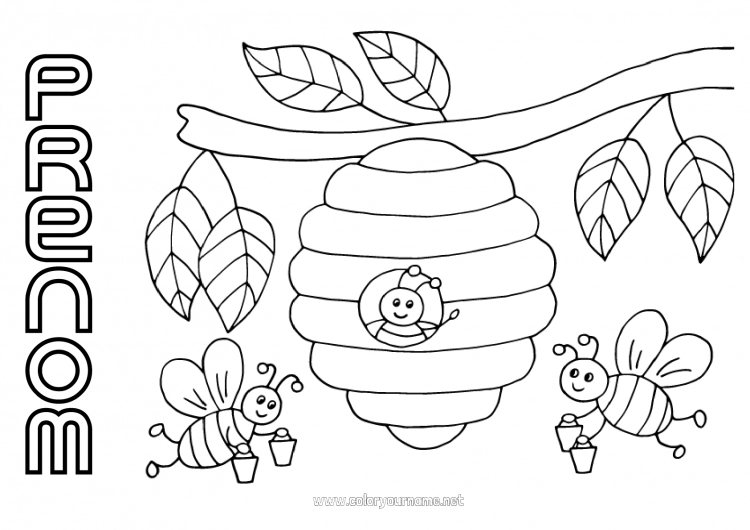 Coloriage à imprimer Été Printemps Animal Abeille Insectes Ruche