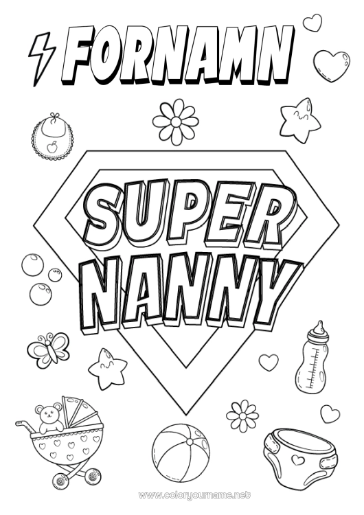 Färgläggningssida att skriva ut Hjälte Barnvakt Supermärke