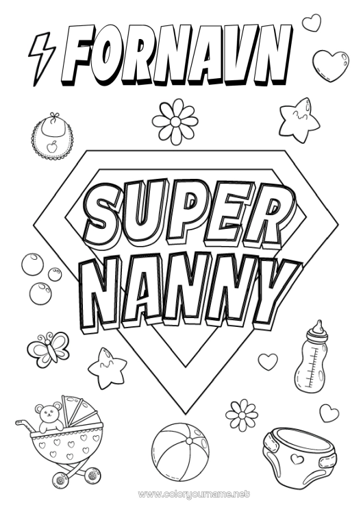 Fargeleggingssiden til utskrift Helt Barnevakt Supermerke