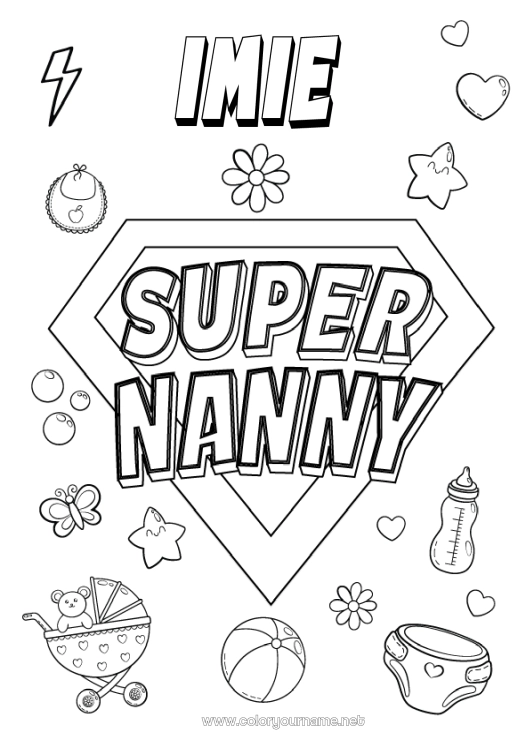 Kolorowanka do wydruku Bohater Niania Super odznaka