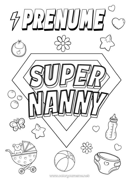 Pagină de colorat de imprimat Erou Bunica Insignă super