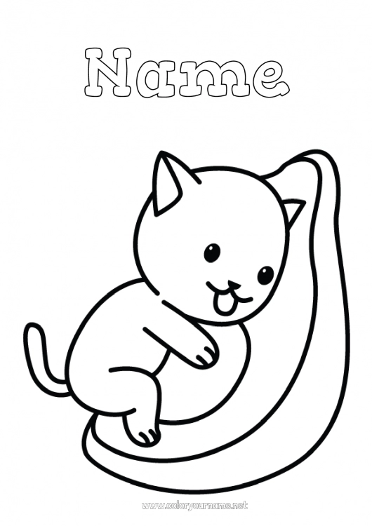 Coloring page to print Cute Cat Kawaii Food Fruits Easy coloring pages Dog and cat Avocado