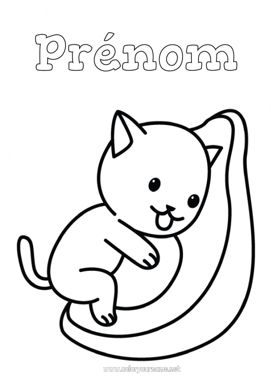 Coloriage à imprimer Mignon Chat Kawaii Nourriture Fruits Coloriages faciles Chiens et chats Avocat