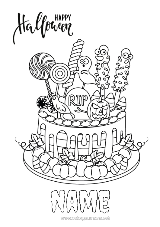 Colouring page to print Cake Halloween Halloween Sign-Up