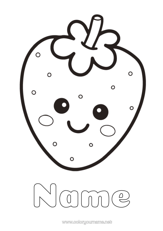 Colouring page to print Cute Cute Fruit Easy Colouring Pages Strawberry