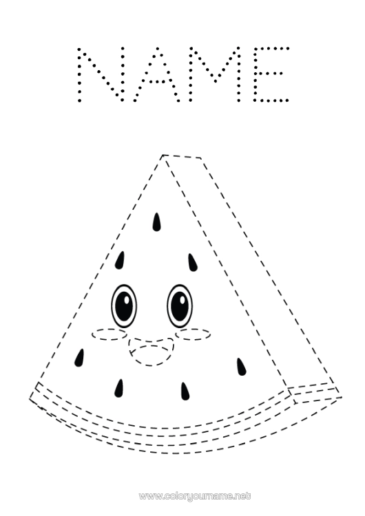 Colouring page to print Children's Activities Fruit Easy Colouring Pages Trace And Colour. Watermelon