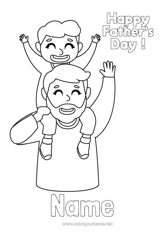 Colouring page to print Dad Happy Birthday Child Easy Colouring Pages
