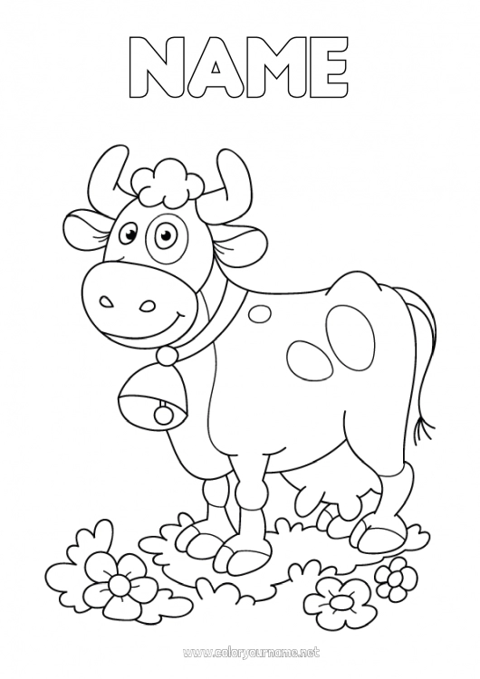 Coloring page to print Summer Animal Cow Farm animals