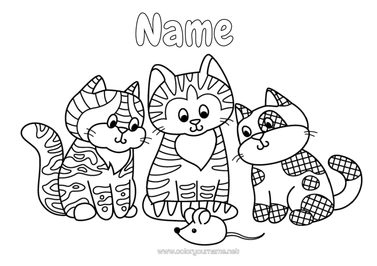 Colouring page to print Cat Mouse Animal Intermediate Colouring Sheets Dogs And Cats Forest Animals
