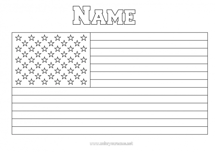 Coloring page to print USA Flag Symbols