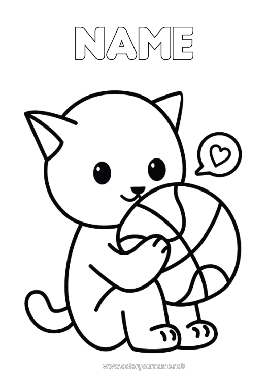 Colouring page to print Cute Sport Cat Cute Balloons Animal Basketball Dogs And Cats Team Sports